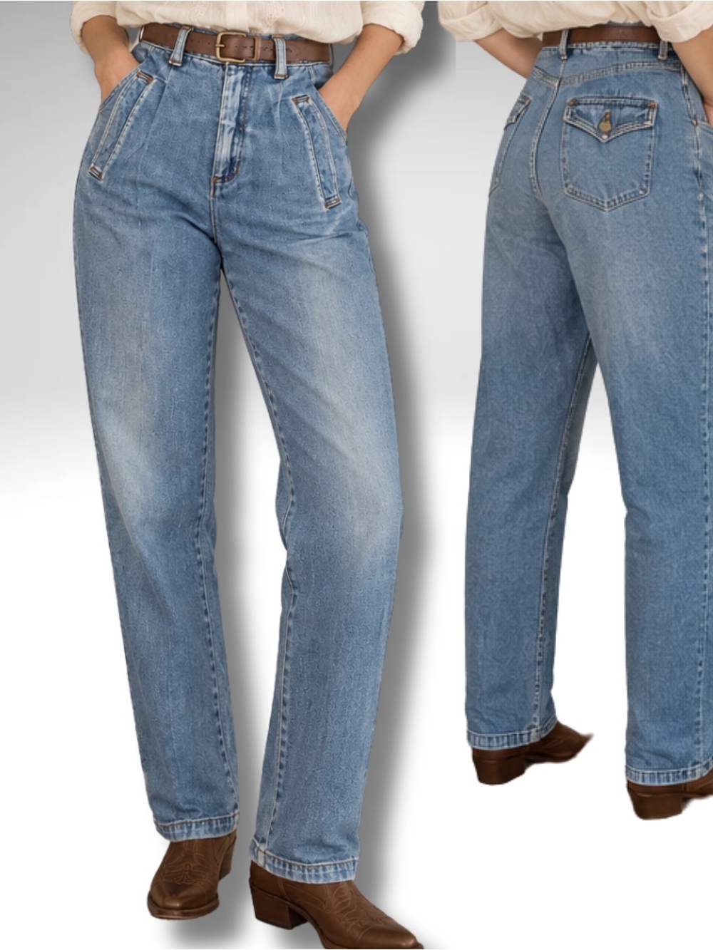 Vintage Crazy Horse Liz Claiborne Western High Rise Mom Jeans 100% Cotton